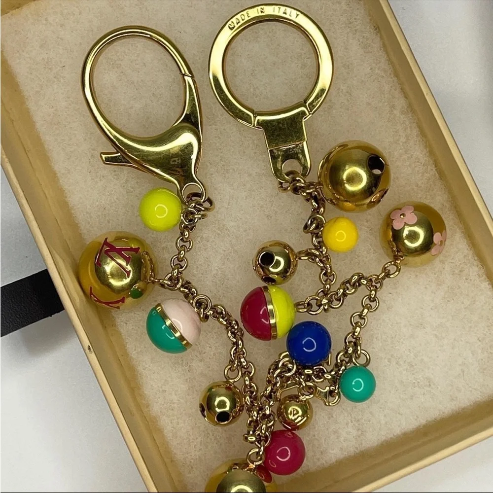 LOUIS VUITTON RARE Grelots Multicolor Gold Bag Charm Keychain Key Ring - Picture 2 of 11